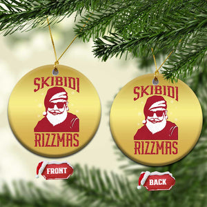 Funny Xmas Santa Christmas Ornament Skibidi Rizzmas Vintage Charisma Rizz Santa Claus TS11 Circle Gold Print Your Wear