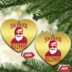 Funny Xmas Santa Christmas Ornament Skibidi Rizzmas Vintage Charisma Rizz Santa Claus TS11 Heart Gold Print Your Wear