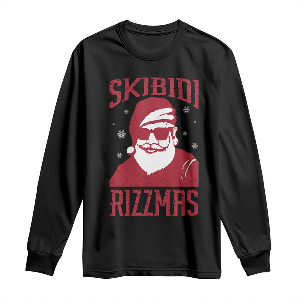 Funny Christmas Santa Long Sleeve Shirt Skibidi Rizzmas Vintage Charisma Rizz Santa Claus TS11 Black Print Your Wear