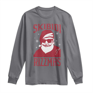 Funny Christmas Santa Long Sleeve Shirt Skibidi Rizzmas Vintage Charisma Rizz Santa Claus TS11 Charcoal Print Your Wear