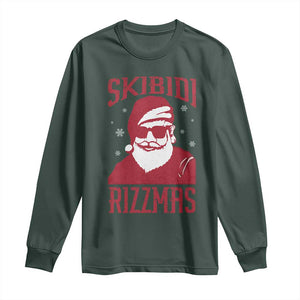 Funny Christmas Santa Long Sleeve Shirt Skibidi Rizzmas Vintage Charisma Rizz Santa Claus TS11 Dark Forest Green Print Your Wear