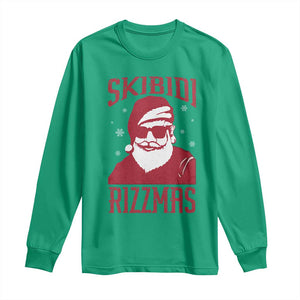 Funny Christmas Santa Long Sleeve Shirt Skibidi Rizzmas Vintage Charisma Rizz Santa Claus TS11 Irish Green Print Your Wear