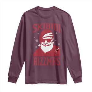 Funny Christmas Santa Long Sleeve Shirt Skibidi Rizzmas Vintage Charisma Rizz Santa Claus TS11 Maroon Print Your Wear