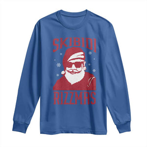 Funny Christmas Santa Long Sleeve Shirt Skibidi Rizzmas Vintage Charisma Rizz Santa Claus TS11 Royal Blue Print Your Wear