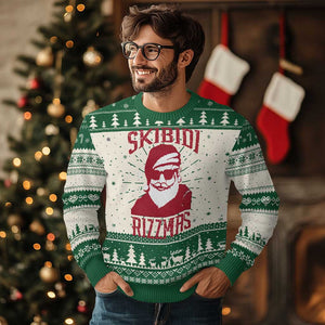 Funny Xmas Santa Ugly Christmas Sweater Skibidi Rizzmas Vintage Charisma Rizz Santa Claus TS11 Green Print Your Wear