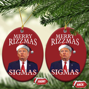 Funny Trump Xmas Christmas Ornament Merry Rizzmas Sigmas Charisma Rizz Santa Trump TS11 Oval Red Print Your Wear