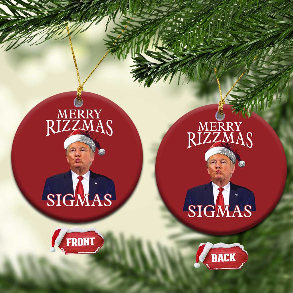 Funny Trump Xmas Christmas Ornament Merry Rizzmas Sigmas Charisma Rizz Santa Trump TS11 Circle Red Print Your Wear