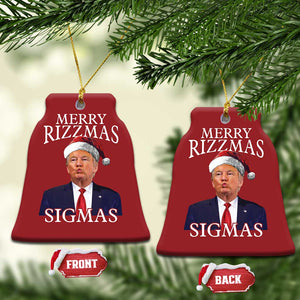 Funny Trump Xmas Christmas Ornament Merry Rizzmas Sigmas Charisma Rizz Santa Trump TS11 Bell Flake Red Print Your Wear