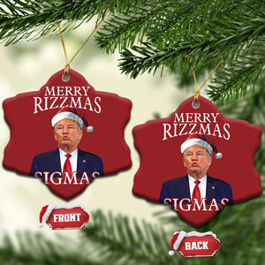 Funny Trump Xmas Christmas Ornament Merry Rizzmas Sigmas Charisma Rizz Santa Trump TS11 Snow Flake Red Print Your Wear