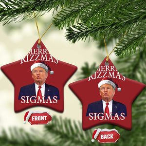 Funny Trump Xmas Christmas Ornament Merry Rizzmas Sigmas Charisma Rizz Santa Trump TS11 Star Red Print Your Wear