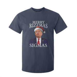 Funny Trump Christmas T Shirt For Kid Merry Rizzmas Sigmas Charisma Rizz Santa Trump TS11 Navy Print Your Wear