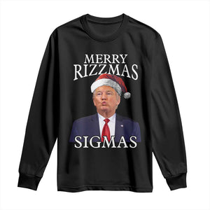 Funny Trump Christmas Long Sleeve Shirt Merry Rizzmas Sigmas Charisma Rizz Santa Trump TS11 Black Print Your Wear