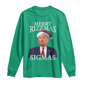 Funny Trump Christmas Long Sleeve Shirt Merry Rizzmas Sigmas Charisma Rizz Santa Trump TS11 Irish Green Print Your Wear