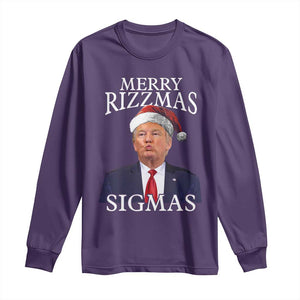 Funny Trump Christmas Long Sleeve Shirt Merry Rizzmas Sigmas Charisma Rizz Santa Trump TS11 Purple Print Your Wear