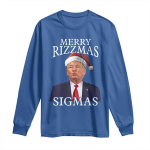 Funny Trump Christmas Long Sleeve Shirt Merry Rizzmas Sigmas Charisma Rizz Santa Trump TS11 Royal Blue Print Your Wear