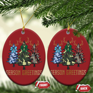 Funny Xmas Hunting Christmas Ornament Season Greetings Camouflage Xmas Tree Reindeers TS11 Oval Red Print Your Wear