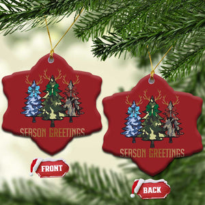 Funny Xmas Hunting Christmas Ornament Season Greetings Camouflage Xmas Tree Reindeers TS11 Snow Flake Red Print Your Wear