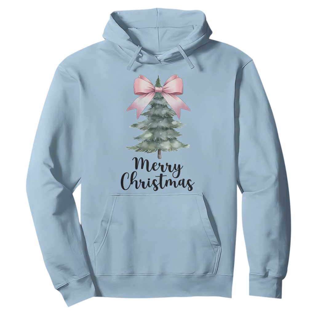Funny Coquette Merry Christmas Hoodie Pink Bow Xmas Tree TS11 Light Blue Print Your Wear