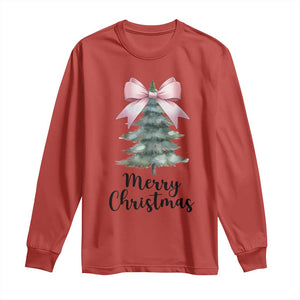 Funny Coquette Merry Christmas Long Sleeve Shirt Pink Bow Xmas Tree TS11 Red Print Your Wear