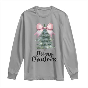 Funny Coquette Merry Christmas Long Sleeve Shirt Pink Bow Xmas Tree TS11 Sport Gray Print Your Wear