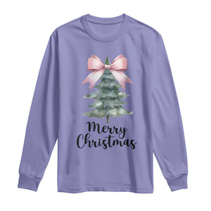 Funny Coquette Merry Christmas Long Sleeve Shirt Pink Bow Xmas Tree TS11 Violet Print Your Wear