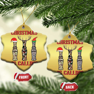 Funny Xmas Hunting Christmas Ornament Xmas Is Calling Camouflage Hunting Whistle TS11 Snow Flake Gold Print Your Wear