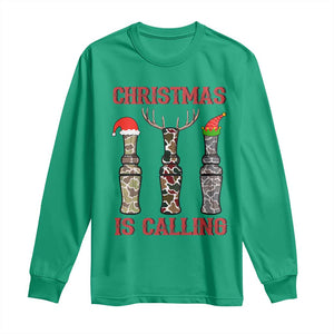 Funny Christmas Hunting Long Sleeve Shirt Christmas Is Calling Camouflage Hunting Whistle TS11 Irish Green Print Your Wear