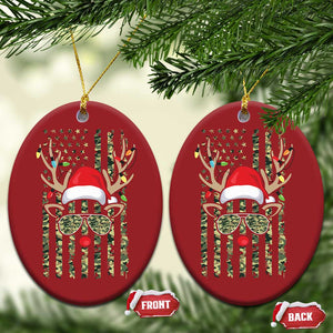 Funny Xmas Reindeer Hunting Camo Flag Christmas Ornament TS11 Oval Red Print Your Wear