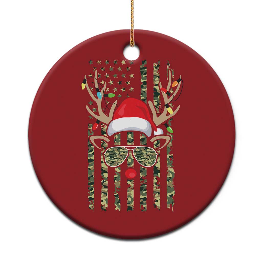 Funny Xmas Reindeer Hunting Camo Flag Christmas Ornament TS11 Print Your Wear