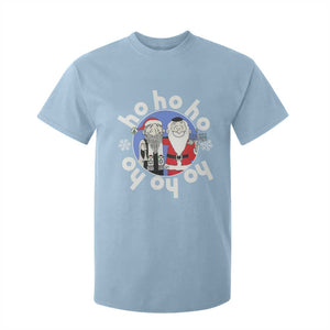 Funny Christmas Hanukkah T Shirt For Kid Triple Ho Yo Santa Hebrew Snowflake Menorah TS11 Light Blue Print Your Wear