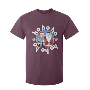 Funny Christmas Hanukkah T Shirt For Kid Triple Ho Yo Santa Hebrew Snowflake Menorah TS11 Maroon Print Your Wear