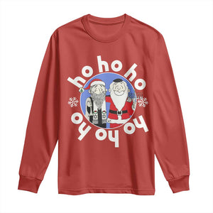 Funny Christmas Hanukkah Long Sleeve Shirt Triple Ho Yo Santa Hebrew Snowflake Menorah TS11 Red Print Your Wear