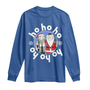 Funny Christmas Hanukkah Long Sleeve Shirt Triple Ho Yo Santa Hebrew Snowflake Menorah TS11 Royal Blue Print Your Wear