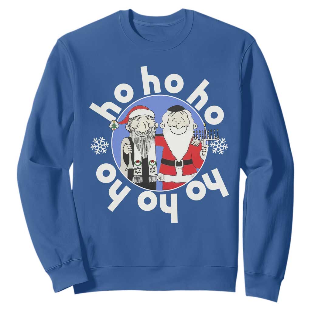 Funny Christmas Hanukkah Sweatshirt Triple Ho Yo Santa Hebrew Snowflake Menorah TS11 Royal Blue Print Your Wear