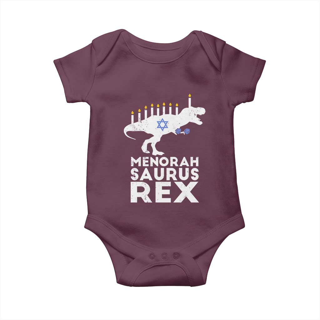 Funny Hanukkah Baby Onesie Menorah Saurus Rex Dinosaur David Star TS11 Maroon Print Your Wear