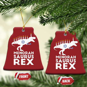 Funny Hanukkah Christmas Ornament Menorah Saurus Rex Dinosaur David Star TS11 Bell Flake Red Print Your Wear