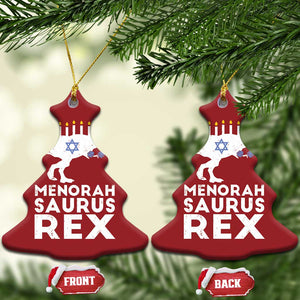 Funny Hanukkah Christmas Ornament Menorah Saurus Rex Dinosaur David Star TS11 Christmas Tree Red Print Your Wear