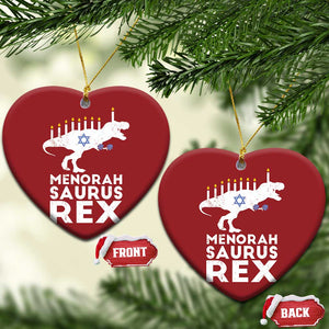 Funny Hanukkah Christmas Ornament Menorah Saurus Rex Dinosaur David Star TS11 Heart Red Print Your Wear