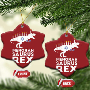 Funny Hanukkah Christmas Ornament Menorah Saurus Rex Dinosaur David Star TS11 Snow Flake Red Print Your Wear