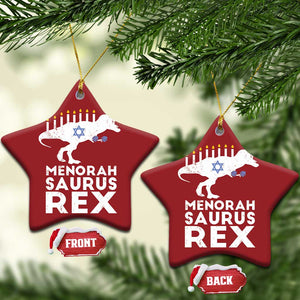 Funny Hanukkah Christmas Ornament Menorah Saurus Rex Dinosaur David Star TS11 Star Red Print Your Wear