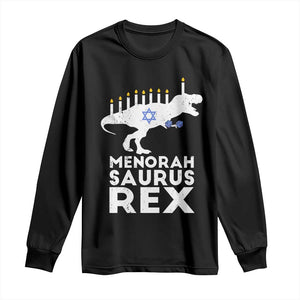 Funny Hanukkah Long Sleeve Shirt Menorah Saurus Rex Dinosaur David Star TS11 Black Print Your Wear