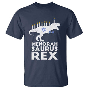 Funny Hanukkah T Shirt Menorah Saurus Rex Dinosaur David Star TS11 Navy Print Your Wear