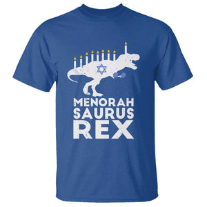 Funny Hanukkah T Shirt Menorah Saurus Rex Dinosaur David Star TS11 Royal Blue Print Your Wear