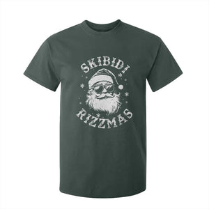 Funny Skibidi Rizzmas Christmas T Shirt For Kid Vintage Sigmas Charisma Rizz Cool Santa TS11 Dark Forest Green Print Your Wear