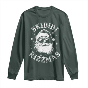 Funny Skibidi Rizzmas Christmas Long Sleeve Shirt Vintage Sigmas Charisma Rizz Cool Santa TS11 Dark Forest Green Print Your Wear