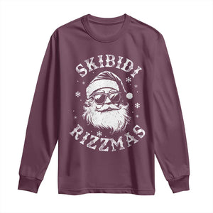 Funny Skibidi Rizzmas Christmas Long Sleeve Shirt Vintage Sigmas Charisma Rizz Cool Santa TS11 Maroon Print Your Wear