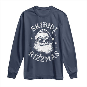 Funny Skibidi Rizzmas Christmas Long Sleeve Shirt Vintage Sigmas Charisma Rizz Cool Santa TS11 Navy Print Your Wear