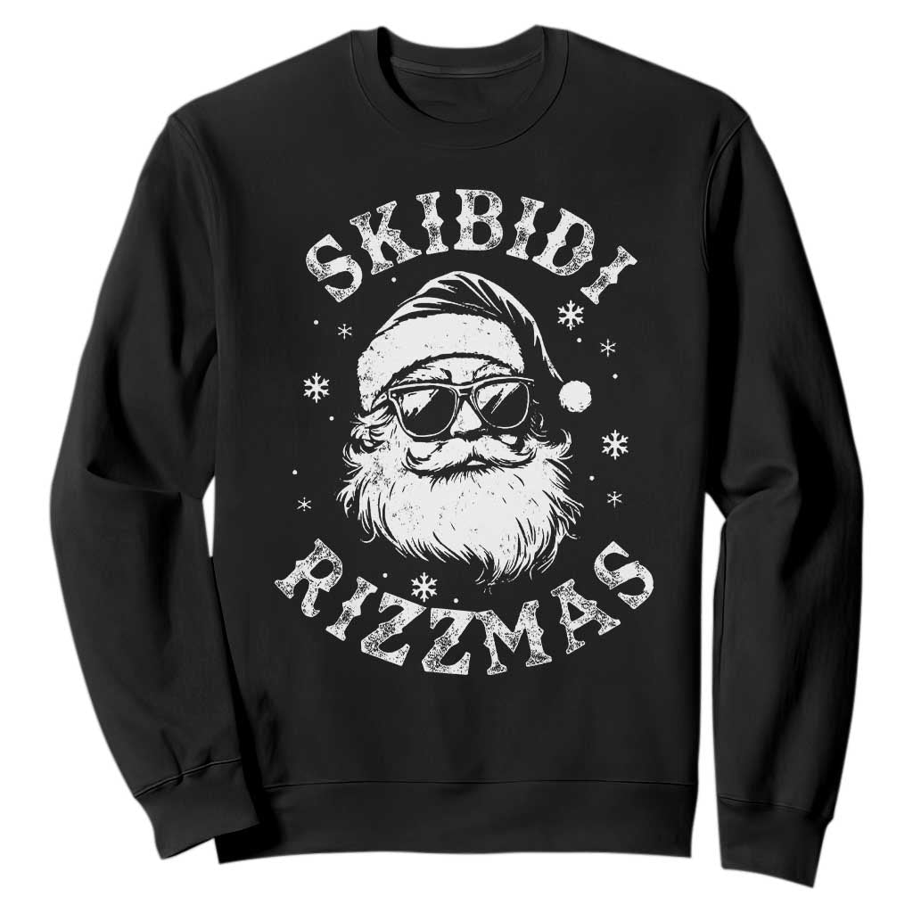 Funny Skibidi Rizzmas Christmas Sweatshirt Vintage Sigmas Charisma Rizz Cool Santa TS11 Black Print Your Wear