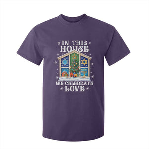 Funny Hanukkah Christmas T Shirt For Kid In This House We Celebrate Love Chrismukkah TS11 Purple Print Your Wear