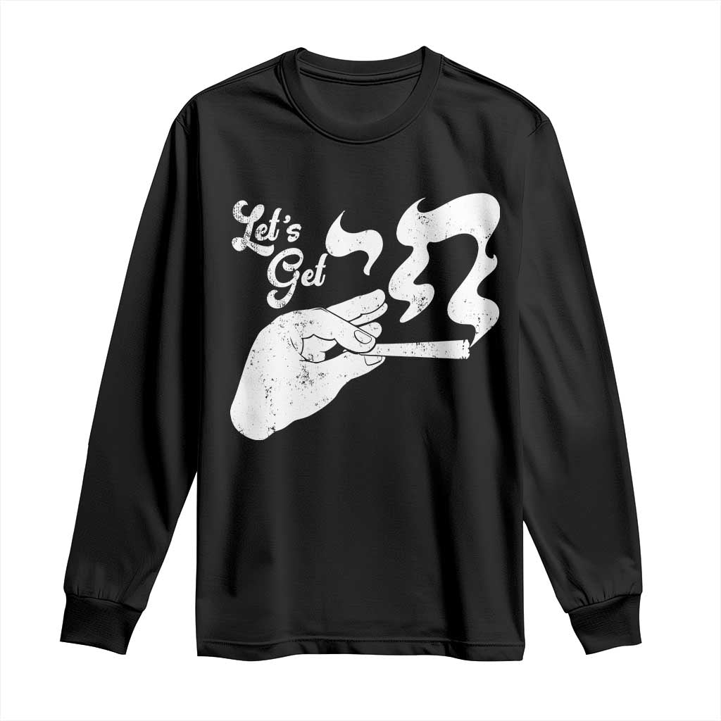 Funny Hebrew Long Sleeve Shirt Let's Get Chai Jewish Vintage Cigarette TS11 Black Print Your Wear